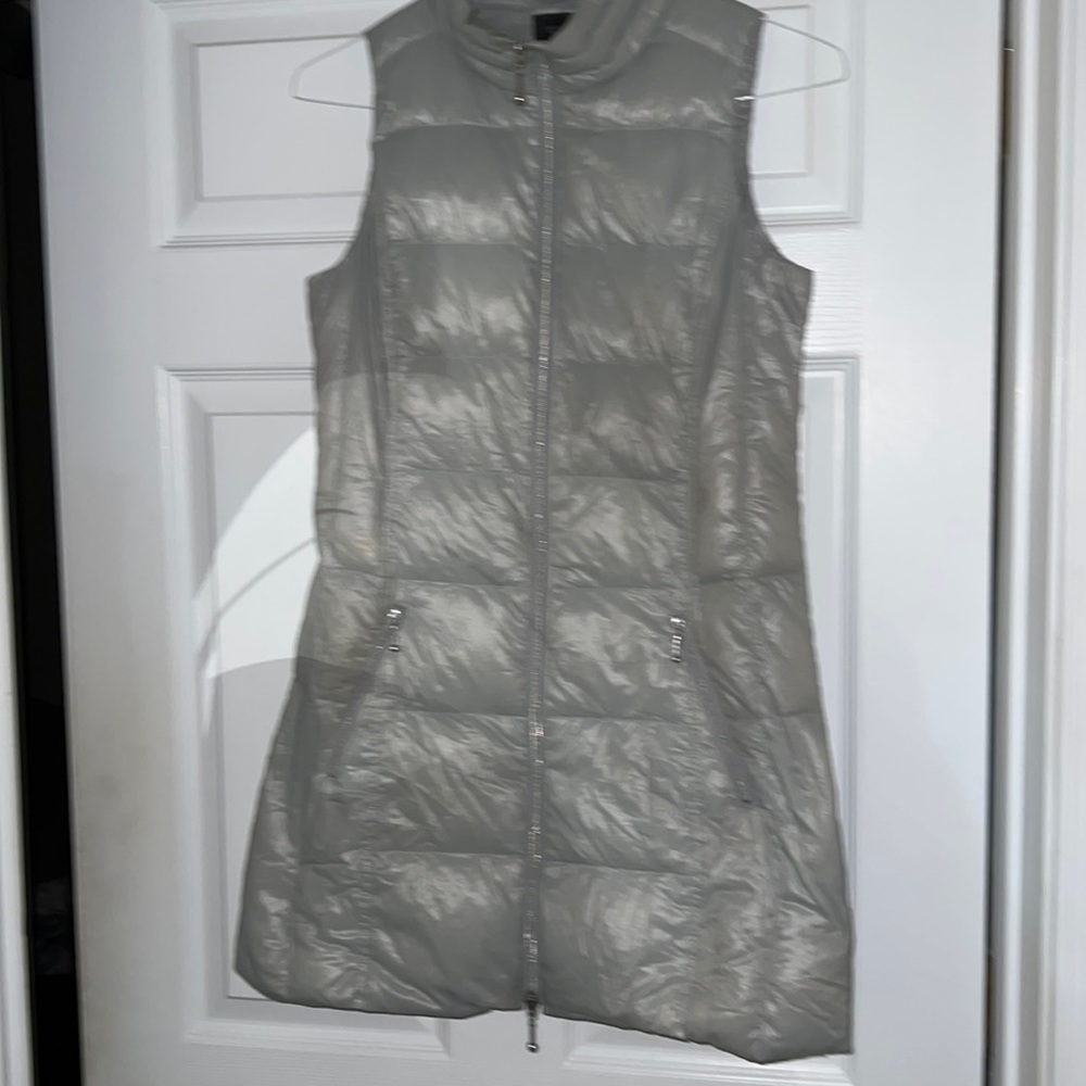 Coatology long down vest light gray size small